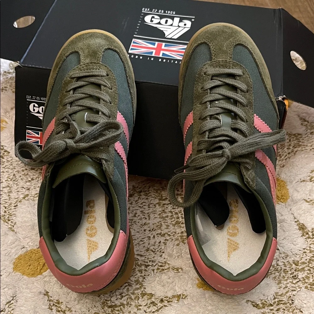 Gola Women's size 7 Tornado in military green and pink coral - Picture 3 of 8